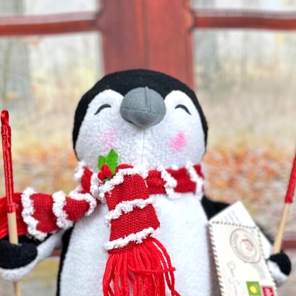 Santa's Workshop 11" Skiing Penguin Light-Up Plush Holiday Decor - Picture 4 of 8